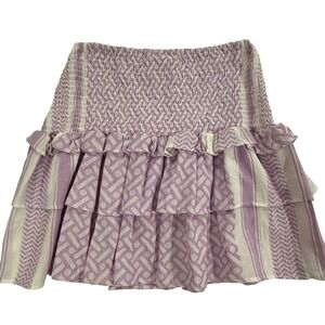 CECILIE Copenhagen 1640 Debra Skirt Lavender White Smocked Size M 338